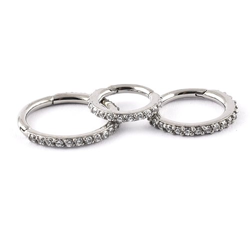 Surgical Steel hinged segment ring with Swarovski gems