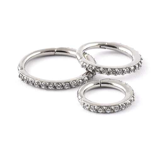Surgical Steel hinged segment ring with Swarovski gems
