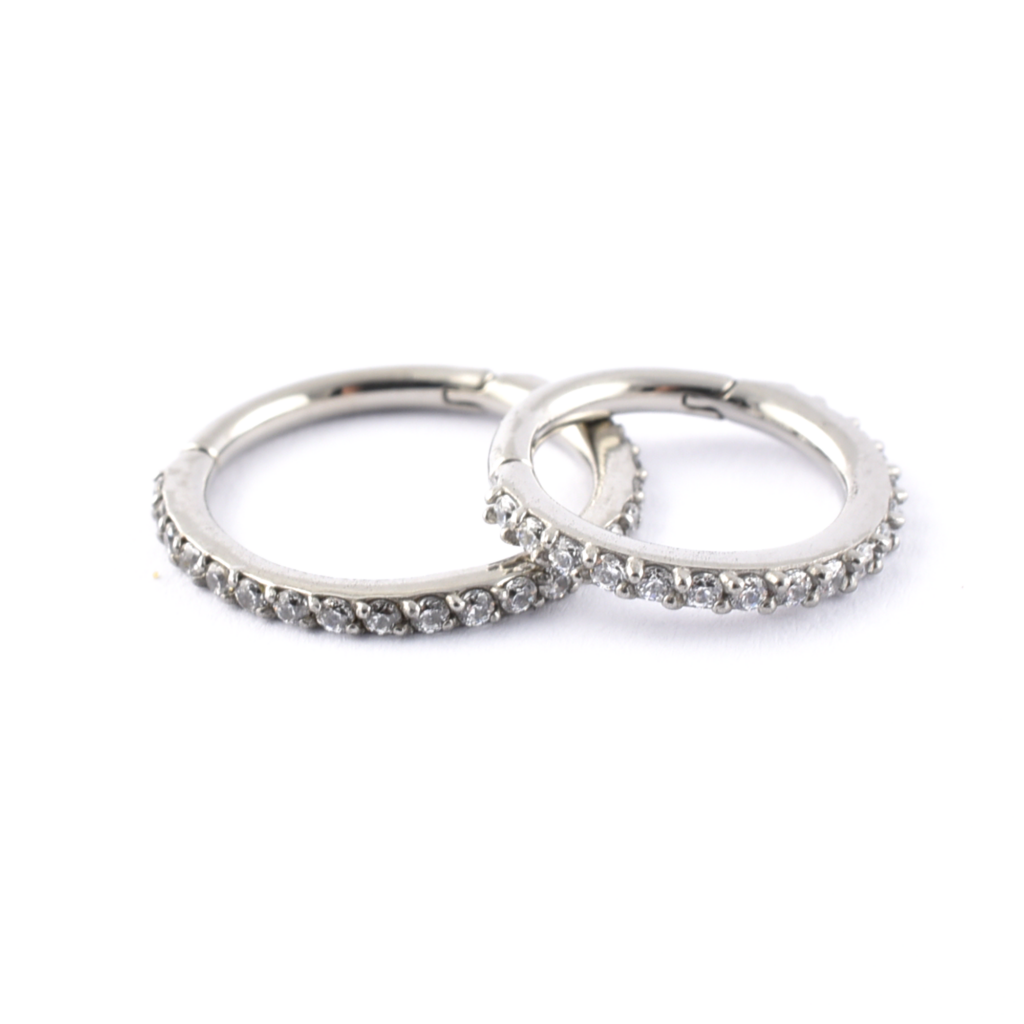 Surgical Steel hinged segment ring with Swarovski gems
