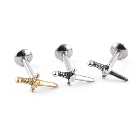 Titanium labret with tiny dagger attachment