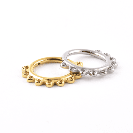 Surgical Steel Hinged Segment Ring with Filigree Design