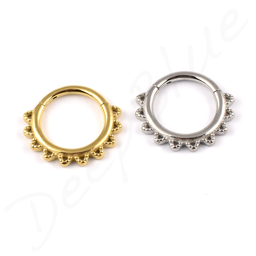 Surgical Steel Hinged Segment Ring with Filigree Design