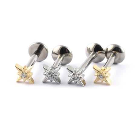 Titanium labret with tiny jewelled star
