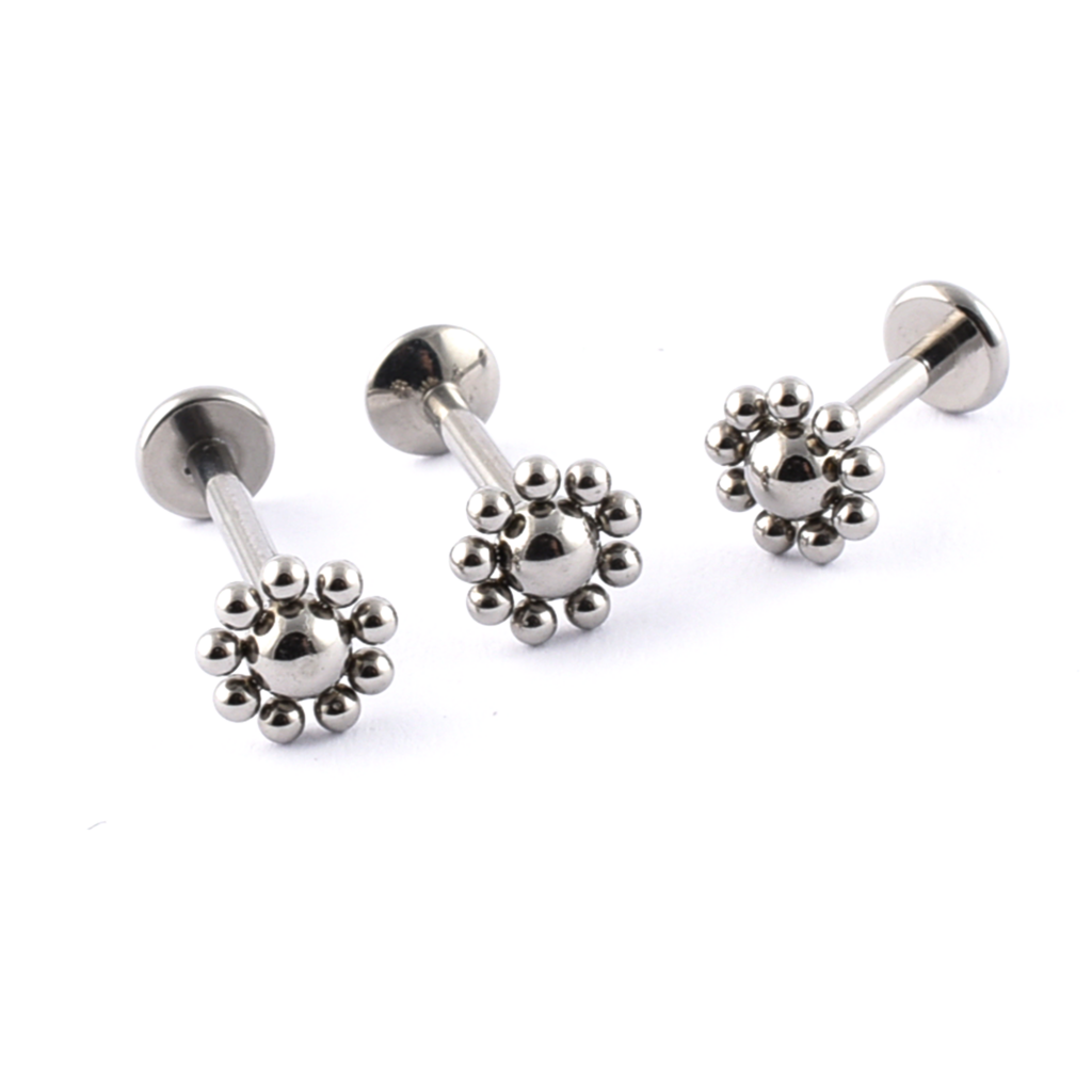 Titanium labret beaded flower
