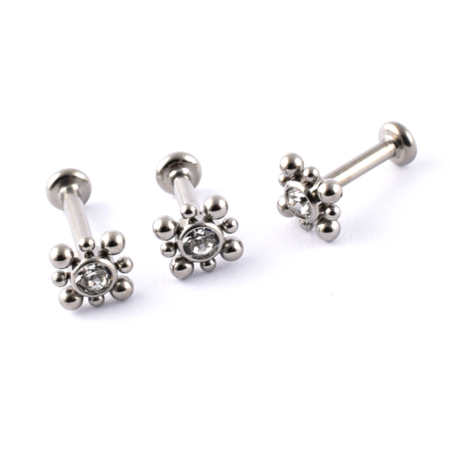 Titanium labret Gem and Beads Square Design