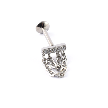 Titanium Labret Gems and double loop Chain