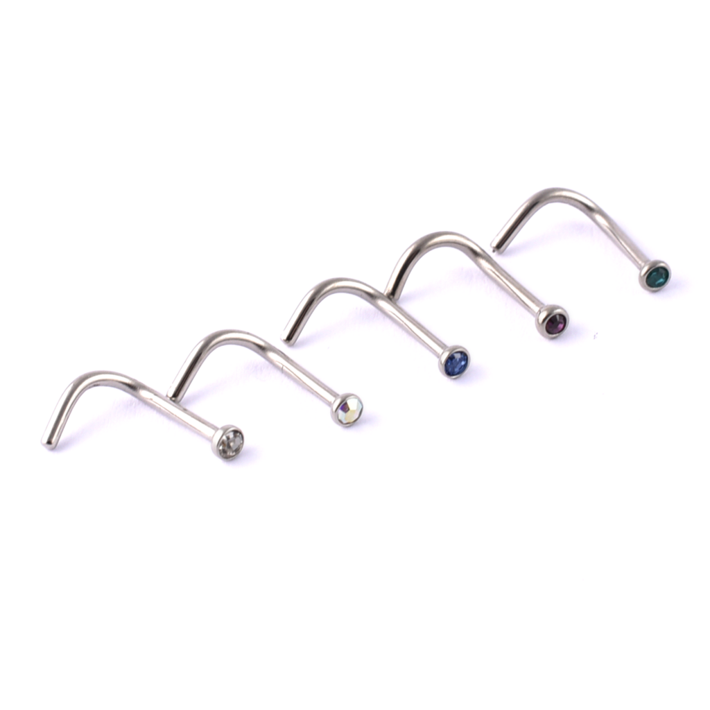 Surgical Steel Nose Stud 1.0mm bar Swarovski gem
