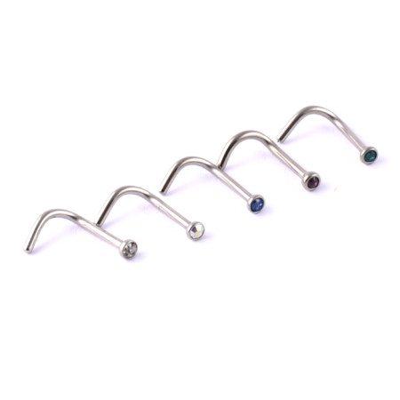 Surgical Steel Nose Stud 1.0mm bar Swarovski gem