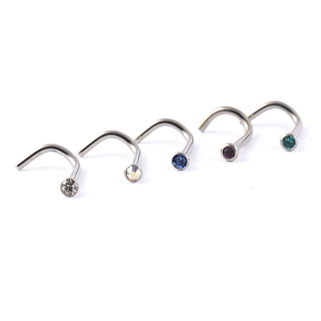 Surgical Steel Nose Stud 1.0mm bar Swarovski gem