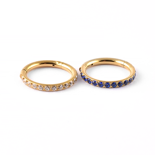 Titanium PVD Gold Segment Ring with CZ Stones
