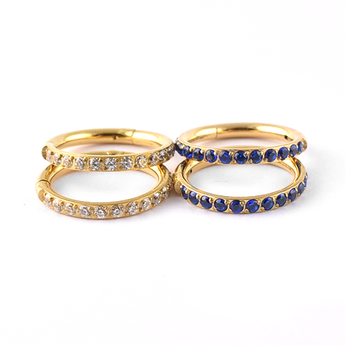 Titanium PVD Gold Segment Ring with CZ Stones