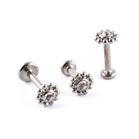 Titanium Labret small gem and beads surround