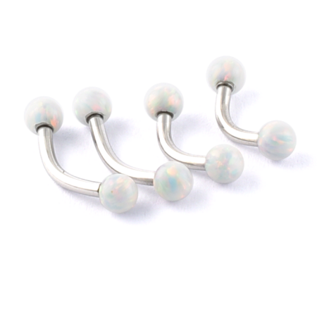 Surgical Steel Curved Bar with Opal Balls