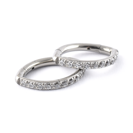 Titanium Small Curved Rook Ring with side Gems