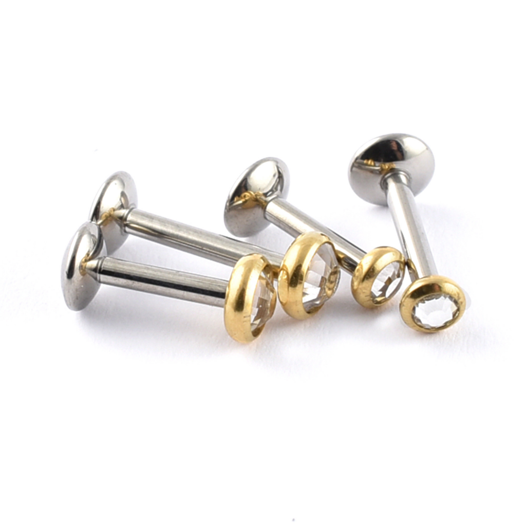 Titanium Labret with PVD Gold jewelled top