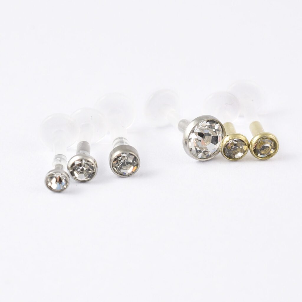 Bioplast Flexible Labret with crystal gem/disk