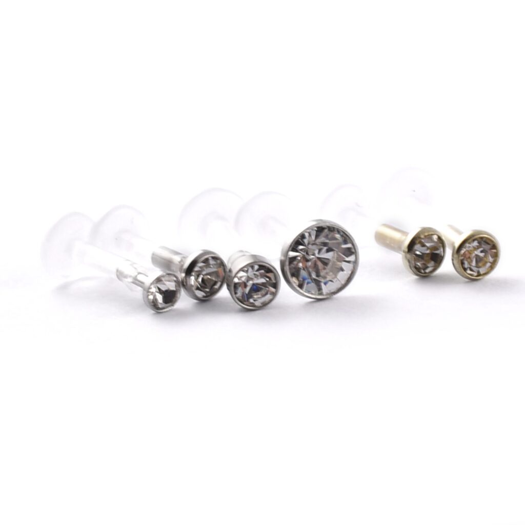 Bioplast Flexible Labret with crystal gem/disk