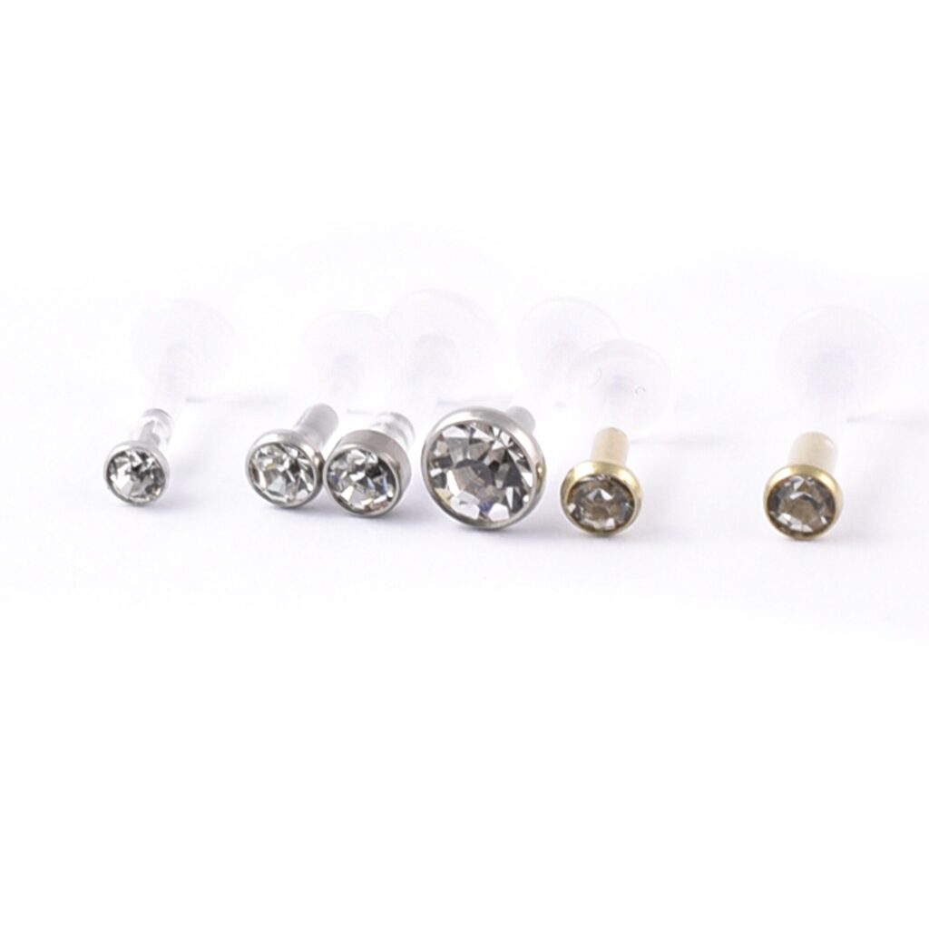 Bioplast Flexible Labret with crystal gem/disk