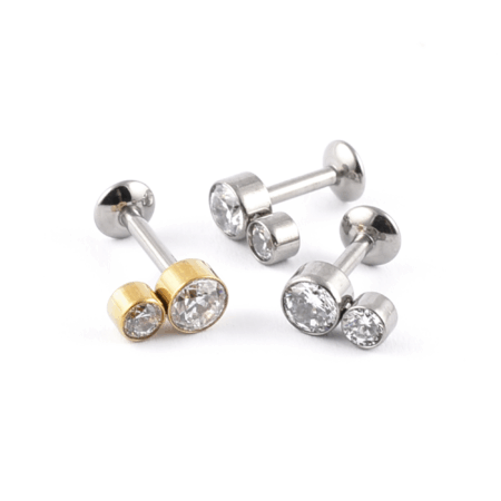Titanium Labret Internal Thread with Bezel-Set Gems