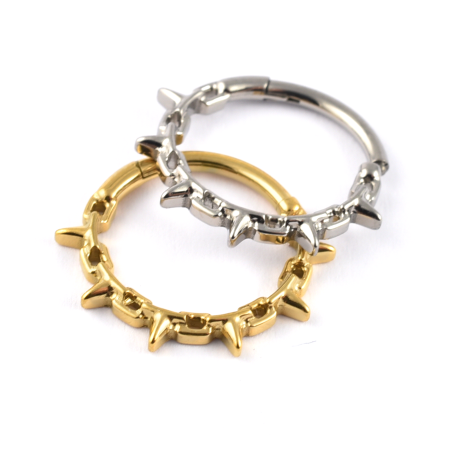 Titanium Hinged Spiked Chain Segment Ring