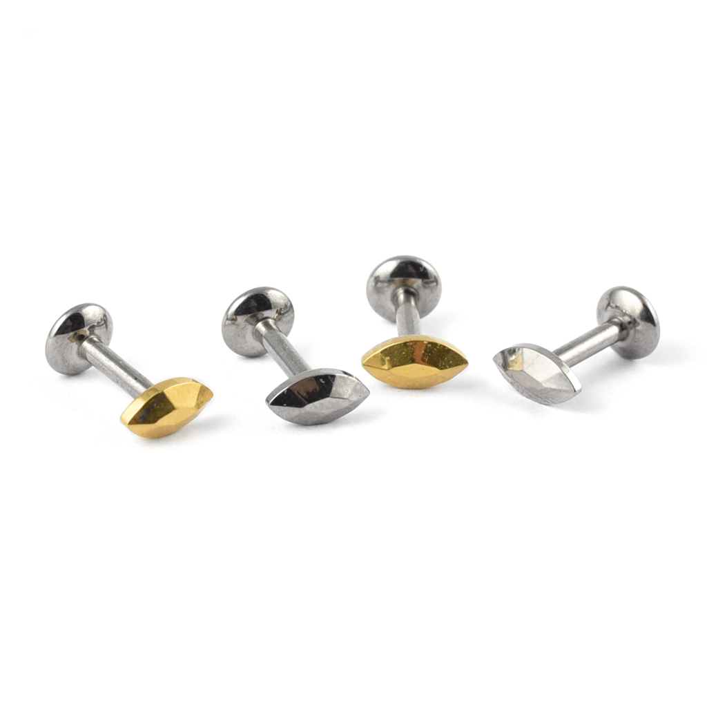 Titanium Labret with Marquise (Oval) faceted top