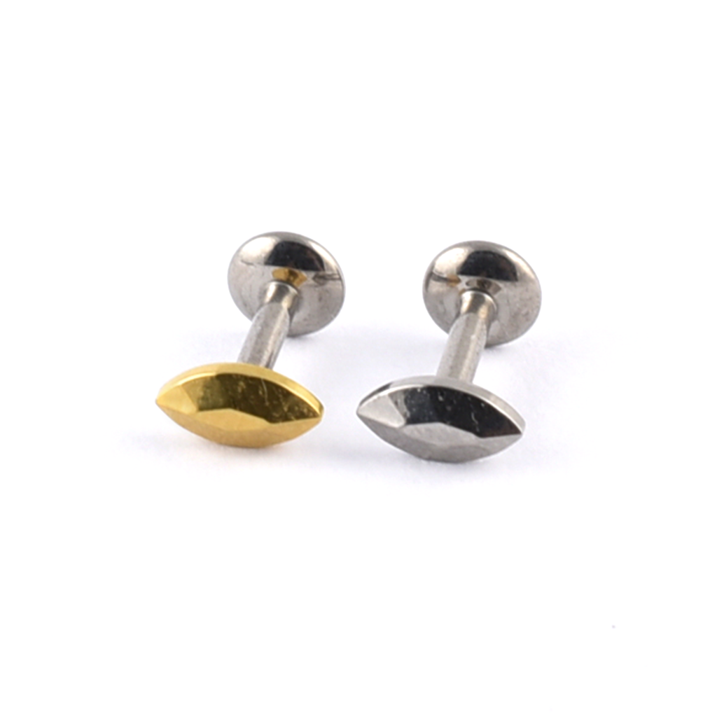 Titanium Labret with Marquise (Oval) faceted top
