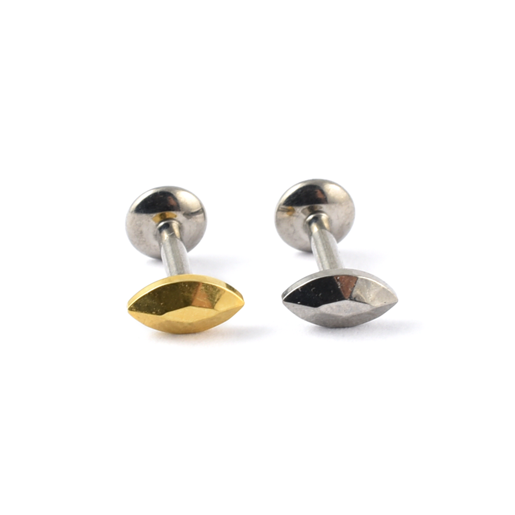 Titanium Labret with Marquise (Oval) faceted top