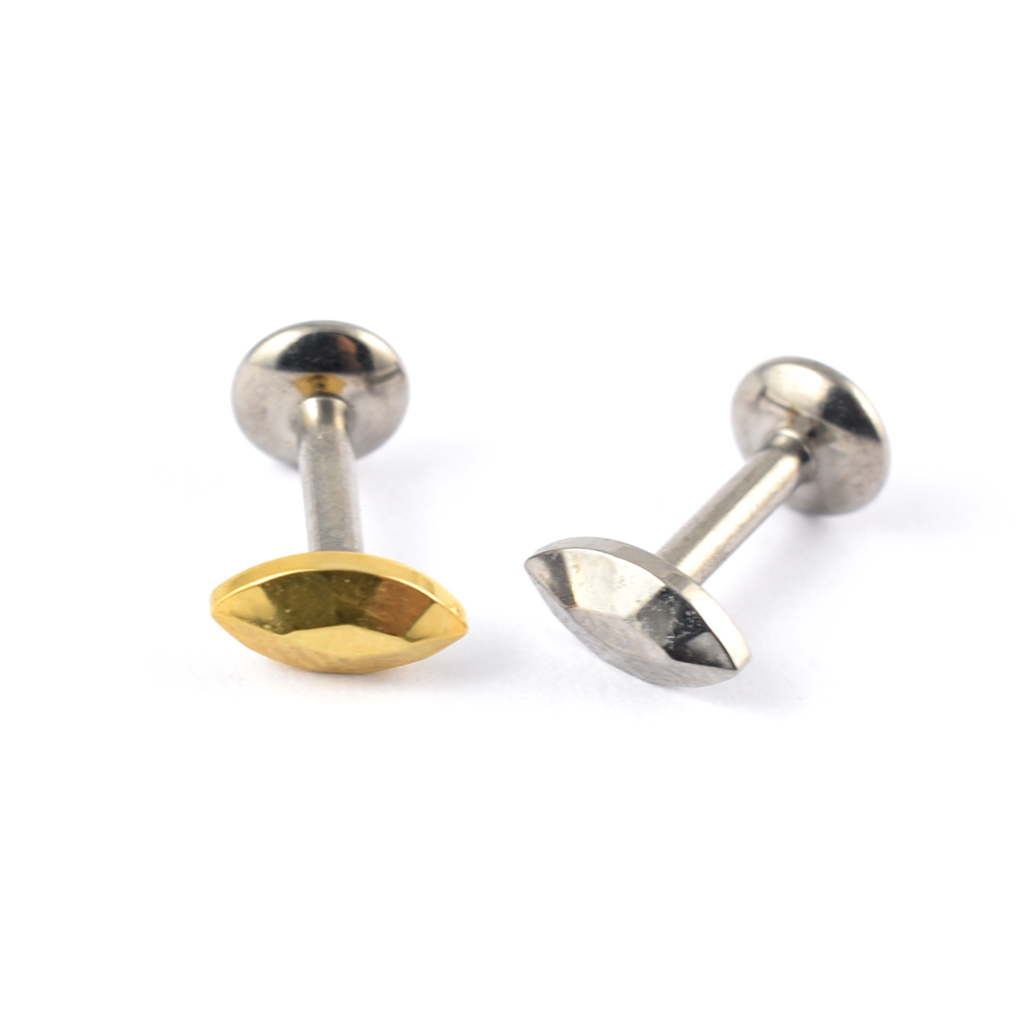 Titanium Labret with Marquise (Oval) faceted top