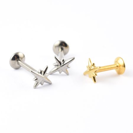 Titanium Labret 8 point Star