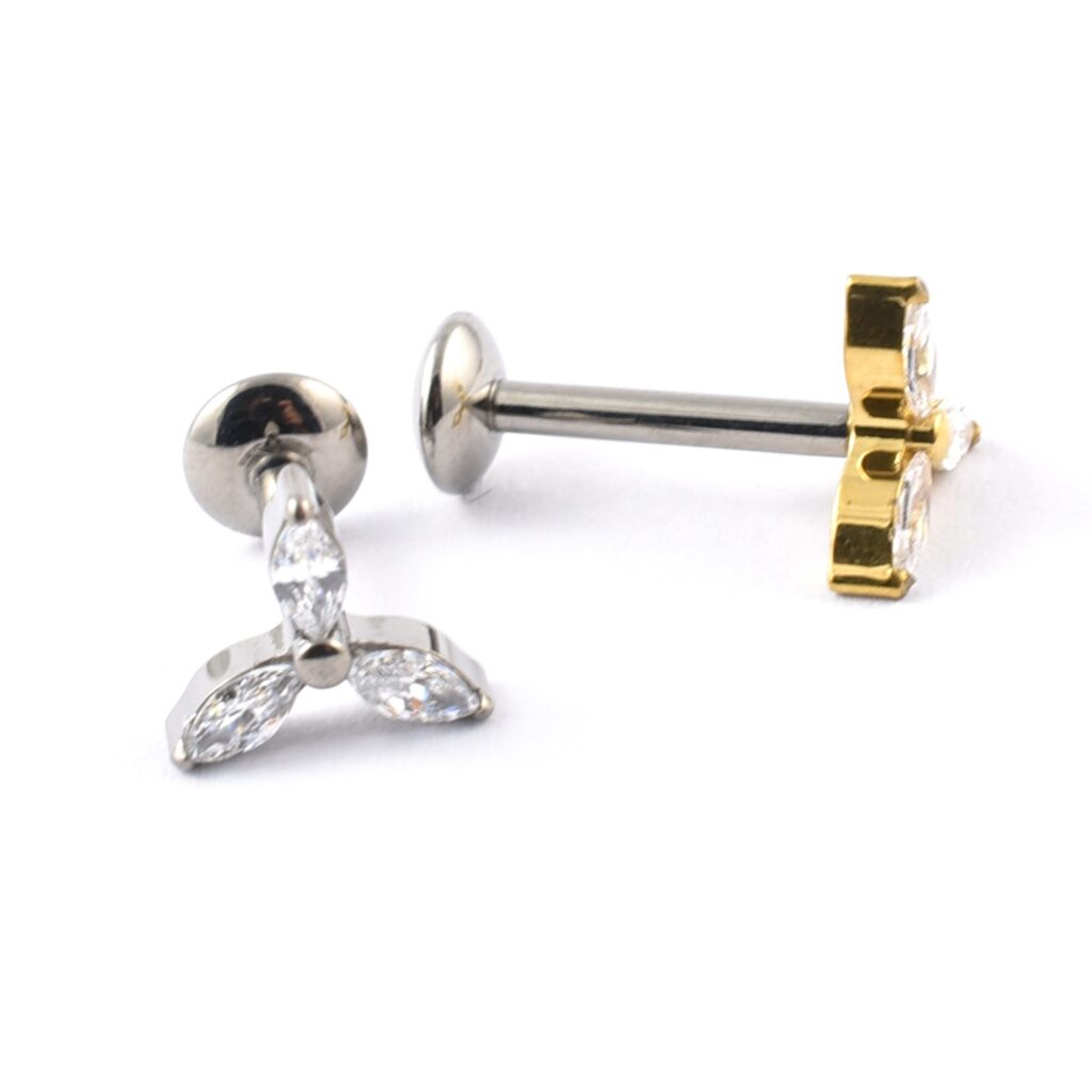Titanium Labret 3 Gems Cluster