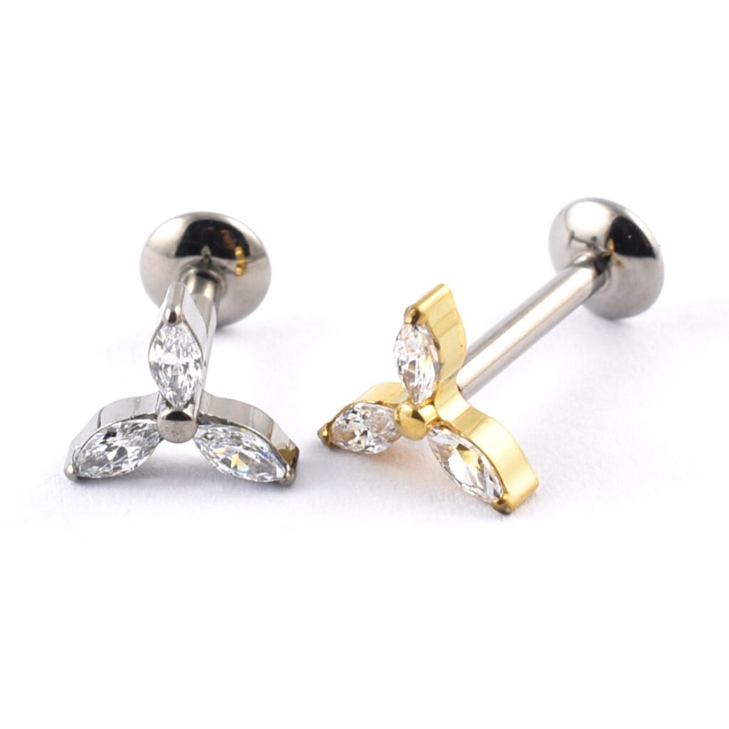 Titanium Labret 3 Gems Cluster