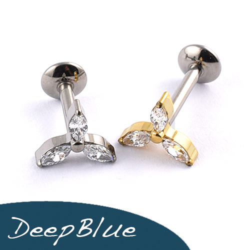 Titanium Labret 3 Gems Cluster