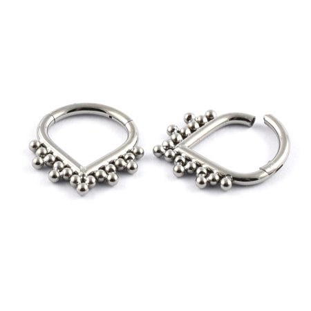 Titanium Hinged Wishbone Ring with Multi Balls