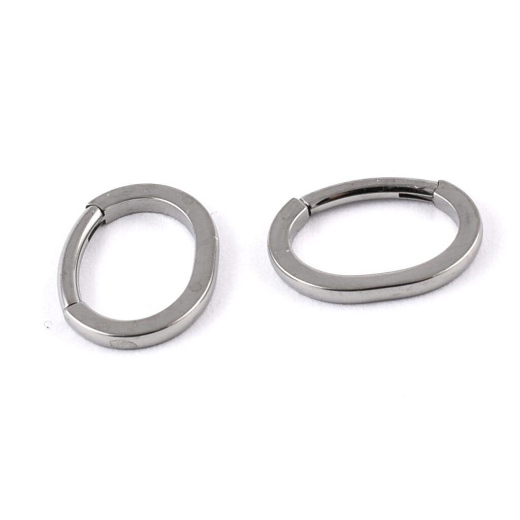 Titanium Hinged Plain Oval Rook Ring