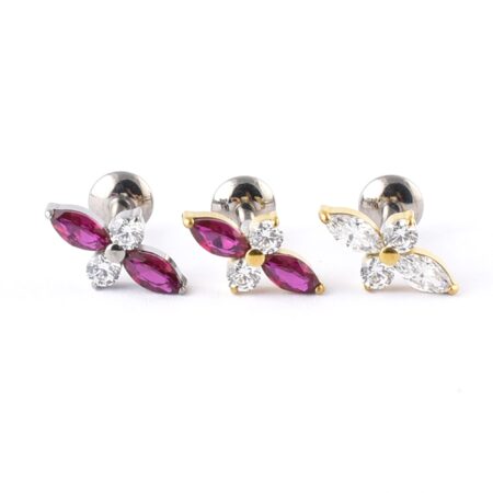 Titanium Labret with Marquise Gems